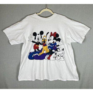 VTG Mickey Mouse Minnie Pluto Goofy Disney Jerry Leigh T-Shirt Size M USA White